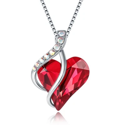 Pingente de coração de cristal corrente colar folheado a ouro 18K latão feminino namorada presente - Imagem 1 de 4