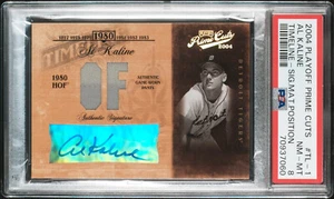 AL KALINE SIGNED 2004 LEAF PRIME CUTS SIGNATURE MATERIAL POSITION  #'D 3/6 PSA 8 - Picture 1 of 2