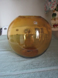 Vaso sfera rotonda globo sfera di grano oro ambra vintage Blenko #7928 - Foto 1 di 8