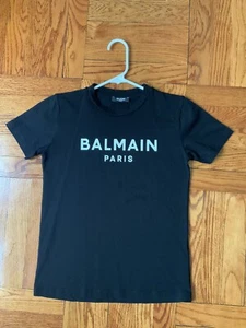 Balmain Kids Girl Logo Printed Black White Designer Crewneck T-shirt Size 10 Y - Picture 1 of 6