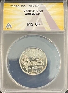 2003-D Washington Quarter - Arkansas ANACS MS67 +Free Shipping - Picture 1 of 2
