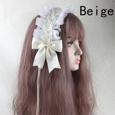 Encantadora diadema Lolita niñas encaje flor moño clip para el cabello boda juegos con disfraces prendas para la cabeza Foto 1 de 4