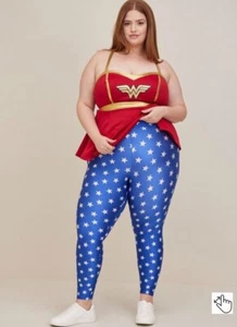 Torrid Wonder Woman D.C Liquid Leggings Pants Blue Stars Plus Sz 18-20 2X NWT - Picture 1 of 5