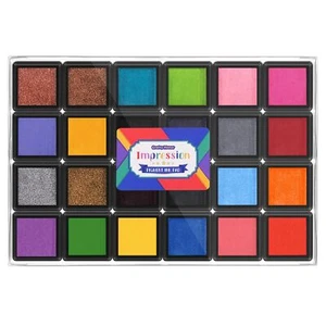 24 Color Pigment Ink Pads for Stamps Fingerprint Ink Pad for Kids Washable St... - Picture 1 of 7