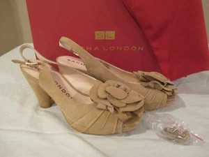 Sacha London LUCY Women's Sz 6M Camel Suede Shoe Sling Back 3 1/4" Heel in Box - Picture 1 of 8