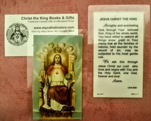 JESUS CHRIST THE KING LAMINATED HOLY CARD - Picture 1 of 1