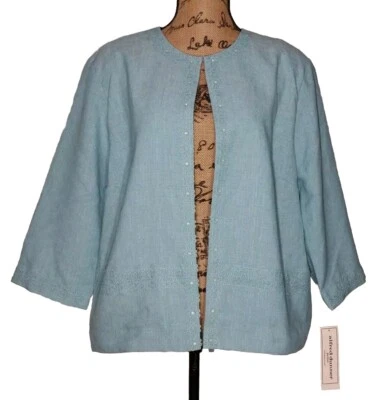 Nuevo con etiquetas - Alfred Dunner - Blazer ligero verde espuma de mar - Para mujer talla 18 Petite Foto 1 de 4