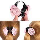 Girl Ponytail Clips Ribbon Plastic Hair Claws Clips Korean Flower Rose Floral