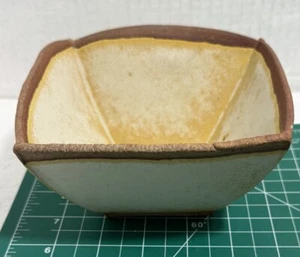 2 Vtg Hayne Bayless Studio Pottery Stoneware Tray Signed Tan Sq. Bowl Rare - Picture 1 of 24