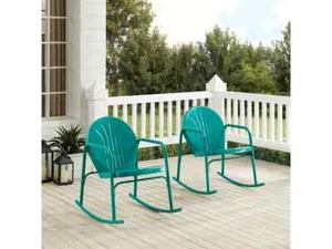 Crosley Outdoor Griffith 2-Piece Rocking Chair Set Outdoor Patio, Turquoise Glos - Picture 1 of 5