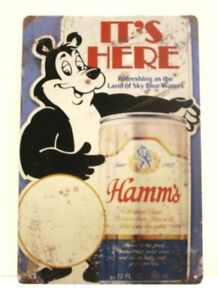 Hamm's Beer Tin Metal Sign Hamms Bar Irish Pub Man Cave Vintage Rustic Style XZ 