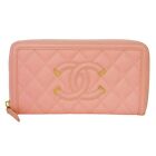 Chanel Matelassé Pink Pony-Style Calfskin Wallet Authentic