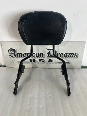 505053 - 15" Passenger Backrest Sissy Bar Black For Harley    + Pad Round - Image 1 of 4