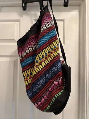 Bolso de Lona Vintage Tela Cubo Weekender Boho Colorido Bordado Cordón Foto 1 de 4