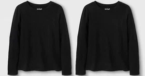 Cat & Jack Girls' 2pk Solid Long Sleeve T-Shirt -Black, Small (6/6X)            - Picture 1 of 8