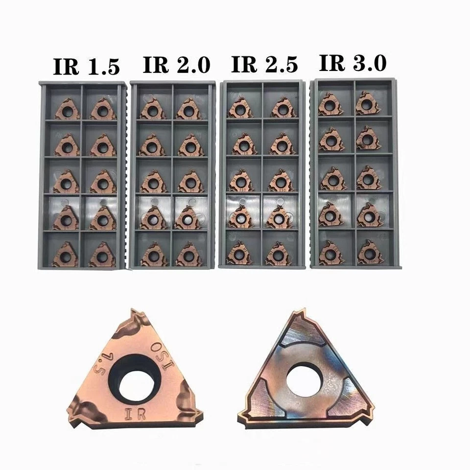 10pcs 16IRM 1.25ISO Internal thread Carbide inserts for Steel, Stainless Steel - Image 1 of 4