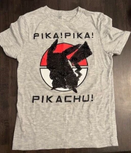 Pokémon Pikachu Flip Sequin Short Sleeve Graphic T-Shirt Pokéball Gold/Black - Picture 1 of 6