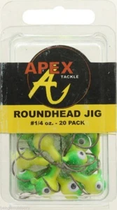 NEW Apex Roundhead Jig 1/4 oz Chartreuse/Green 20-Pack Fishing Lure AP14-20-2 - Picture 1 of 1
