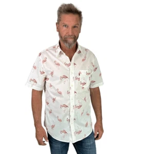 Levi's Retro 70s Short Sleeve Flamingo Print Shirt 100% Cotton Size Large - Picture 1 of 13