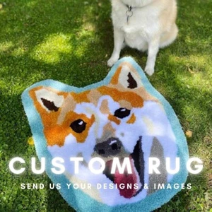 Custom Pet Portrait Hand Tufted Rug Design | Personalized Dog Cat Tufted Rug - Picture 1 of 12