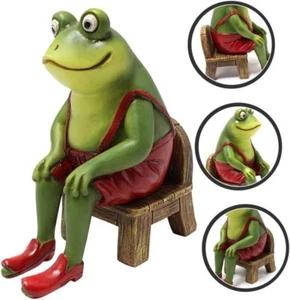Frog Comedians Yard Sitting Sculpture Decor Sitting Statue Frogs Garden Ornament - Picture 1 of 13