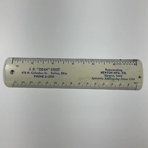 Newton, Iowa Galion, Ohio J.D. "Dean" Crist 6" Metal Vintage Advertising Ruler - Picture 1 of 5