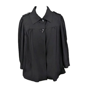 Larry Levine Trapeze Style Jacket Size 8 Black 3/4 Sleeve Short Pockets Swing - Picture 1 of 9