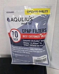 Aqulius Disposable CPAP Filters 70 PACK ResMed AirSense Aircurve AirStart S9 - Picture 1 of 2