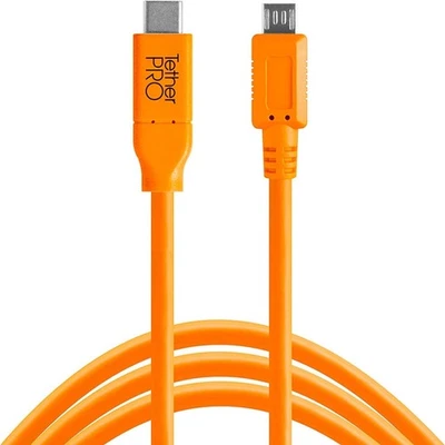 TetherPro 15' USB-C to 2.0 Micro-B Cable for Fast Data Transfer - Orange - Image 1 of 4