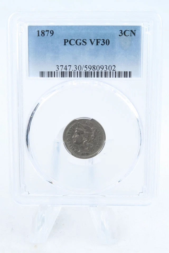 1879-P PCGS VF30 Three (3) Cent Nickel Business Strike 3CN - Image 1 of 2