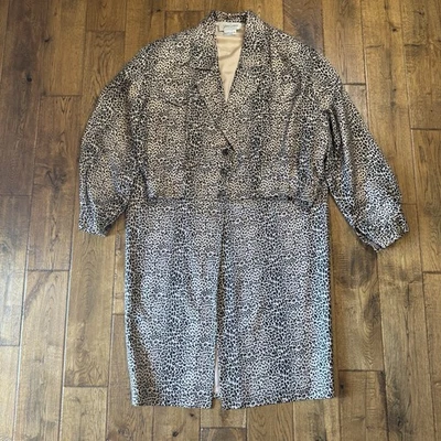 VTG Vera Cristina Suit Skirt Womens Sz 16 100% Silk Cheetah Print Skirt Blazer - Image 1 of 4