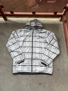 Y2K Nike Zip Up Windbreaker Jacke schwarz-weiß kariert Gr. Xl - Bild 1 von 6