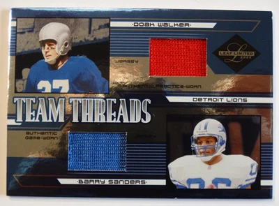 2005 Leaf  DOAK WALKER  / BARRY SANDERS  Team Threads Jersey 52/75 Detroit Lions - Image 1 of 2
