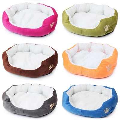 Cushion with Fleece Lining Washable Deluxe Pet Basket Bed Dog Cat Warm Soft Warm - Image 1 of 4