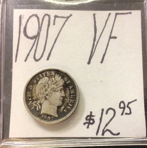 Moneda de diez centavos de plata Barber 1907 ¡En estado bastante bueno! Monedas ENN - Imagen 1 de 3