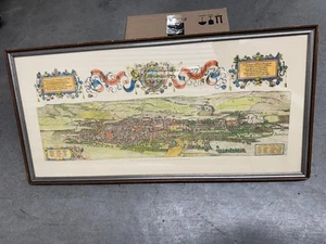 Antique Engraving Map "View of Stuttgart in 1592" After Jonathan Sauter Framed - Picture 1 of 12