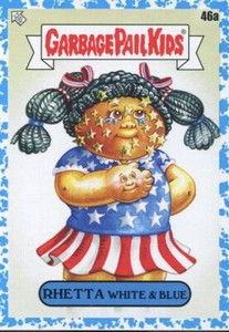 Garbage Pail Kids Late To School Spit Blue [99] Sticker 46A RHETTA WHITE & BLUE