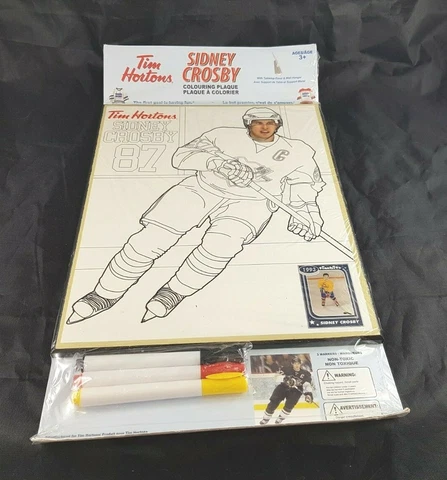 2012 Tim Hortons Sidney Crosby NHL Hockey Colouring Plaque with 3 Markers Easel Cover