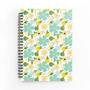 A5 FLOWER themed notebook, black wire bound, lined 100 pages (50 sheets) - Picture 1 of 5