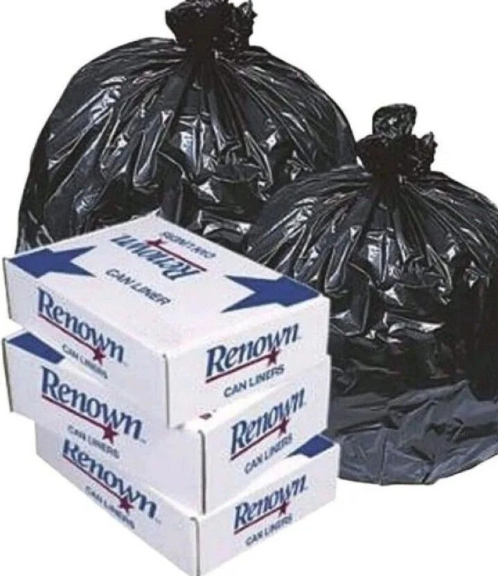 Forro de lata renomado preto 38" x 58" 60 gal 1,2 mil (20 por rolo, estojo de 5 rolos) - Imagem 1 de 1