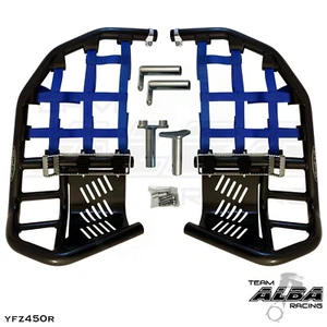 YFZ 450R 450X  Nerf Bars  Pro Peg  Alba Racing Black Bars Blue nets 251 T7 BL - Picture 1 of 5