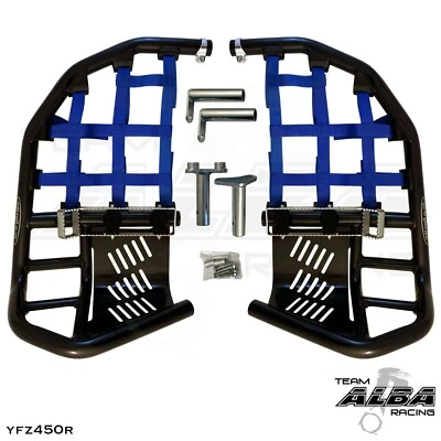 YFZ 450R 450X Barras Nerf Pro Peg Alba Racing Barras Negras Redes Azules 251 T7 BL Foto 1 de 4