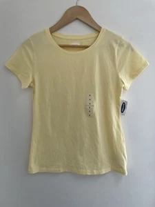 Old Navy Women's Solid Yellow Slim Fit Cotton Blend Fitted Short Sleeve Shirt S - Picture 1 of 3