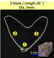 3Hook L26 3mm Box Link Braided Chain Necklace Stainless Steel Phra  Thai Amulet