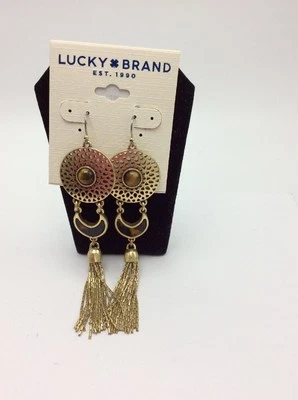 Pendientes largos colgantes Lucky Brand Hoot Couture tortuga tono dorado #532 Foto 1 de 4