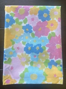 VTG Dan River No Iron Floral Standard Pillowcase Pink Gold Blue Yellow Green - Picture 1 of 6