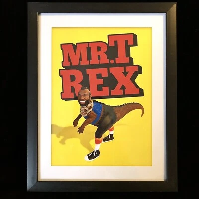 Mr.T-Rex 艺术印花手工制作 5x7 英寸 玻璃框架模仿艺术 — 第 1/3 张图片