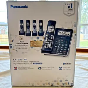 Panasonic KX-TG985 SK Cordless Phone Answering Machine 5 Handsets NEW Bluetooth - Picture 1 of 8