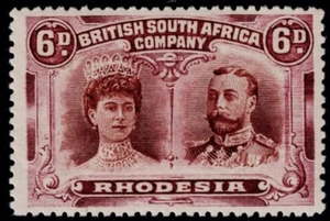 1910 Rhodesia Double Head 6d SG 145 var Shifted Entry SW Thick Ear 3 VF LMM - Picture 1 of 2