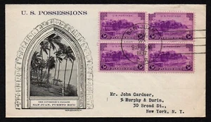 USA, SCOTT # 801, W.M. GRANDY FDC COVER 1937 US POSSESSIONS SAN JUAN PUERTO RICO - Picture 1 of 2